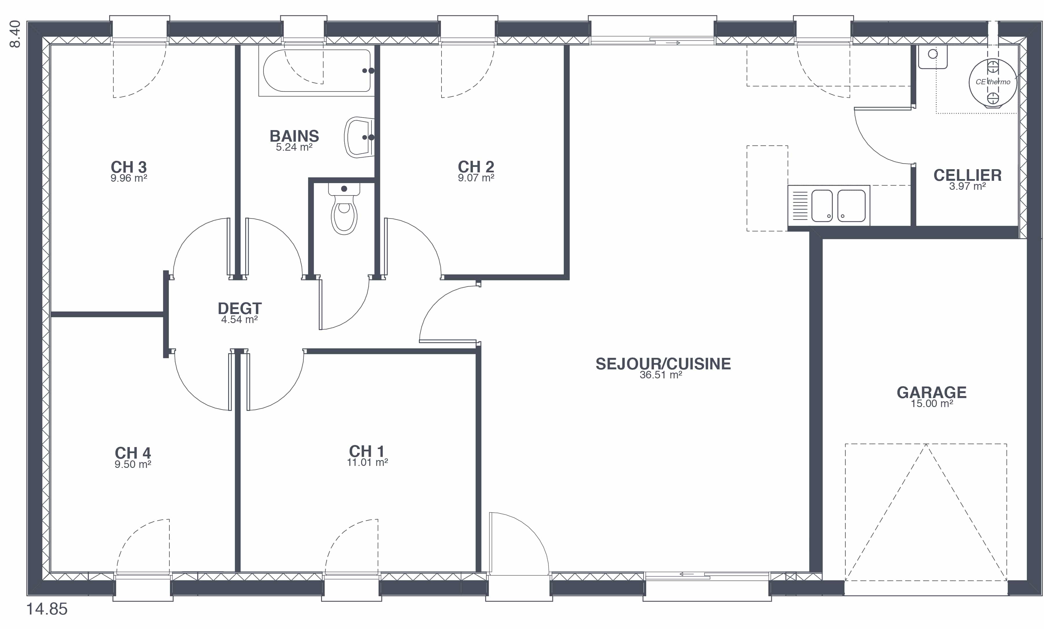plan maison 91m2