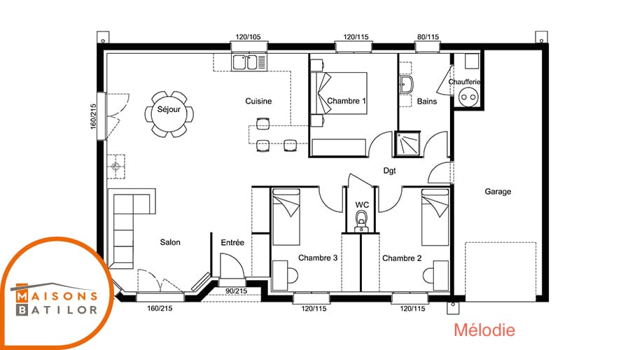 plan maison 12 x 8