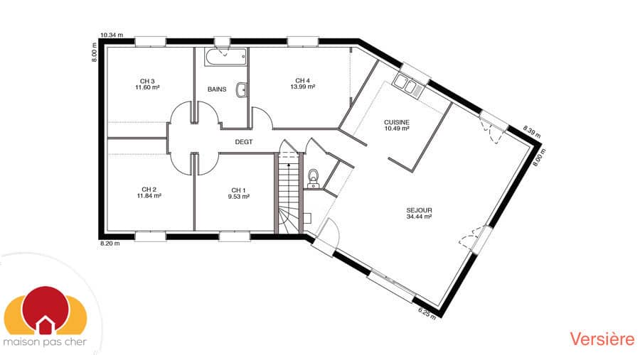 Maison en V de plain pied à prix cassé